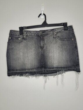 Y2k No Boundaries gray black micro mini raw hem short skirt size 15
